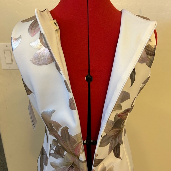 Enfocus Studio Womens Size 8 Ivory Floral Shimmer Lily Chain Sleeveless Dress - Picture 11 of 12